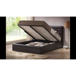 Modern Black Leather Upholstered Queen Bed Frame With Lift ...