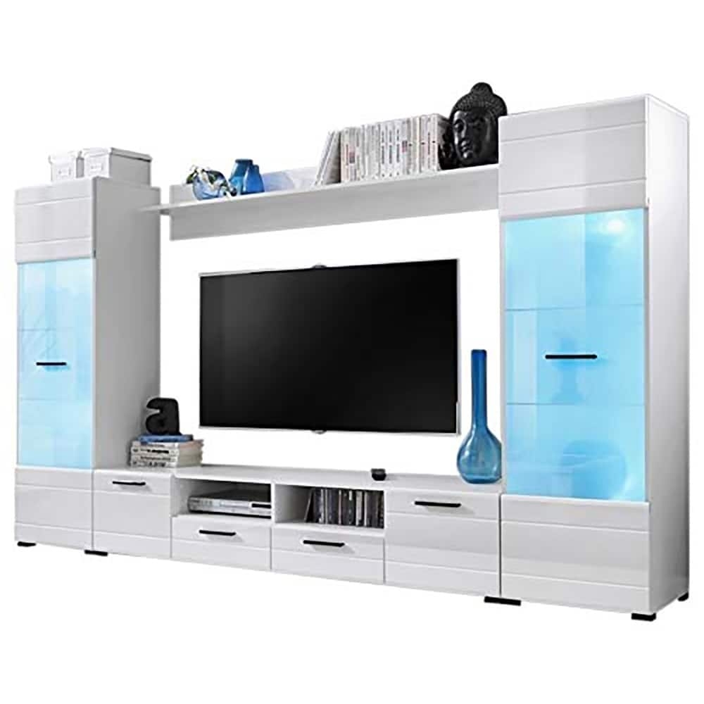 Modern Entertainment Center Wall Unit with 15 Colors LED Lights 65" TV Stand
