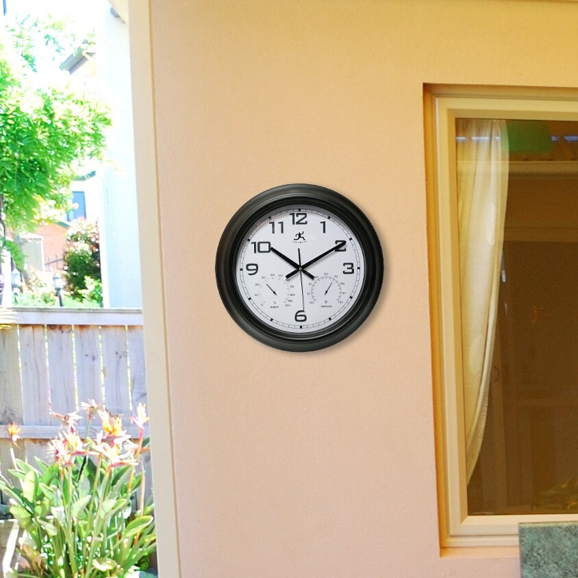 Wall Clock Thermometer-Indoor Outdoor Decorative Large 18 inch