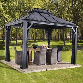 Mykonos II 12 Ft. W x 10 Ft. D Aluminum Patio Gazebo