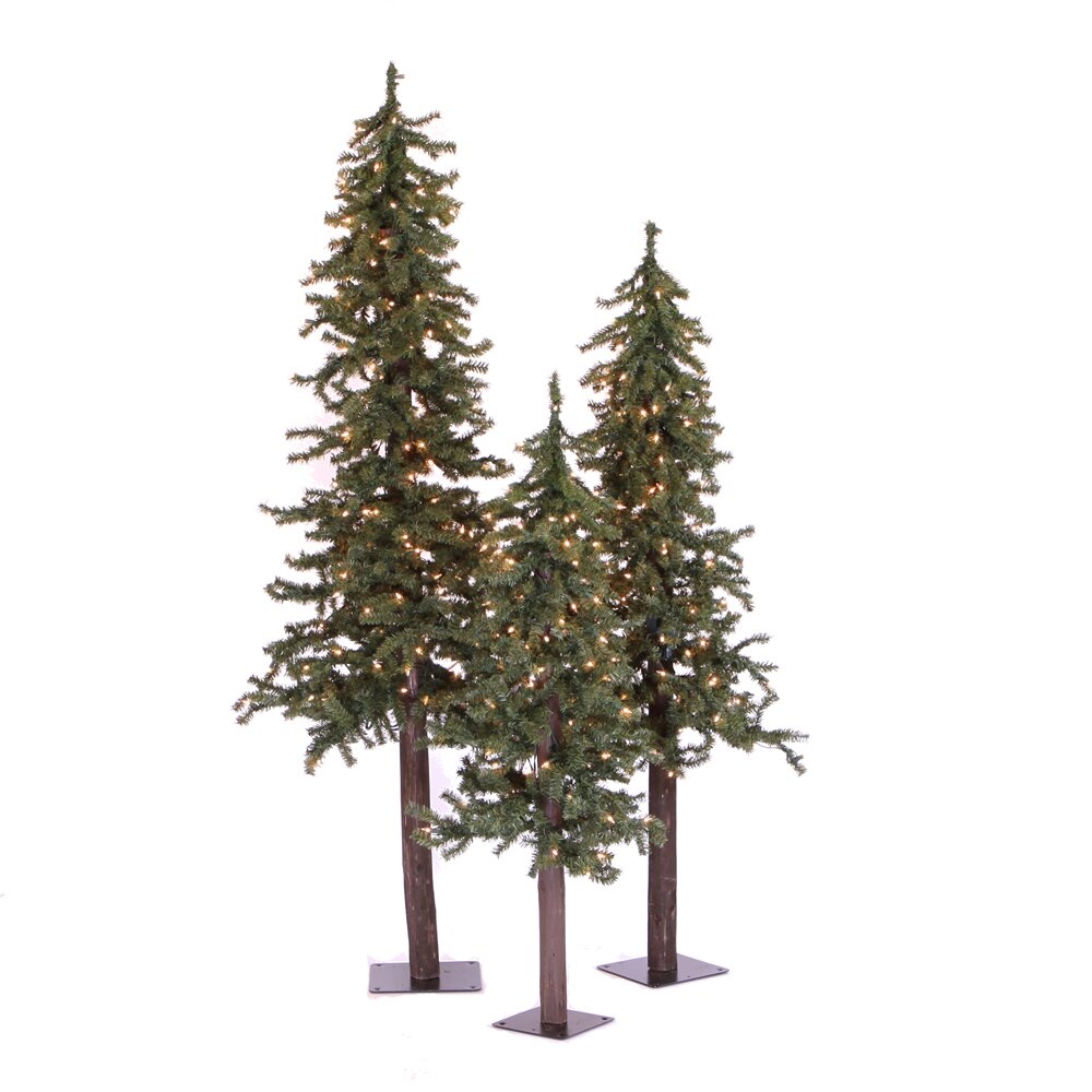 Natural Alpine Green Pine Artificial Christmas Tree with 500 Clear Lights