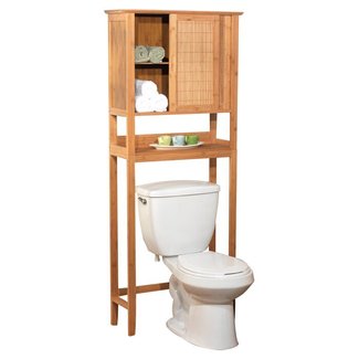 Natural Bamboo Space Saver Bathroom Storage Space - Towel Shelf Over Toilet