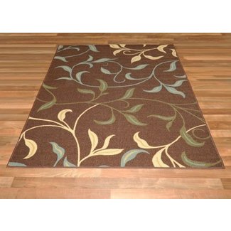 NEW LEAFS CHOCOLATE FLORAL DESIGN RUBBER BACKED NON-SLIP ...
