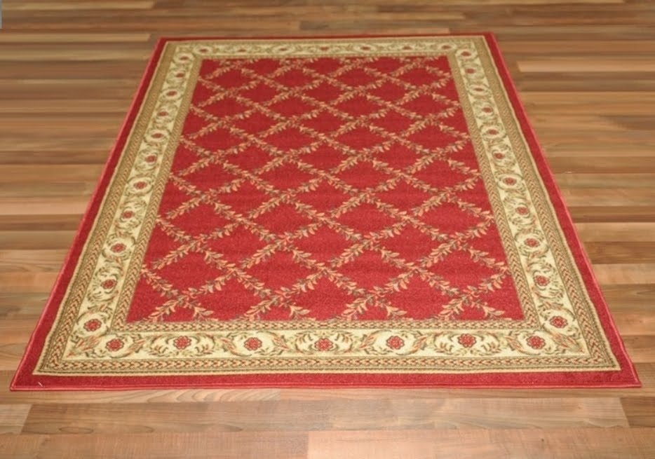 NEW TRELLIS RED FLORAL DESIGN RUBBER BACKED NON-SLIP ...