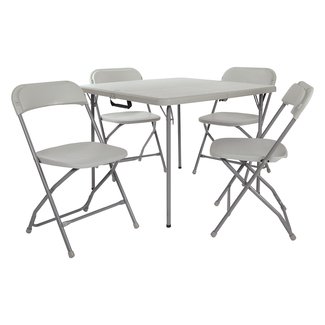 Office Star Resin Multi-Purpose Sqaured Folding Chair with Grey Accents