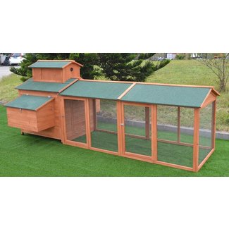 Omitree 10' ft Wood Chicken Coop Backyard Hen Run House Chicken 6 Nesting Box & Run