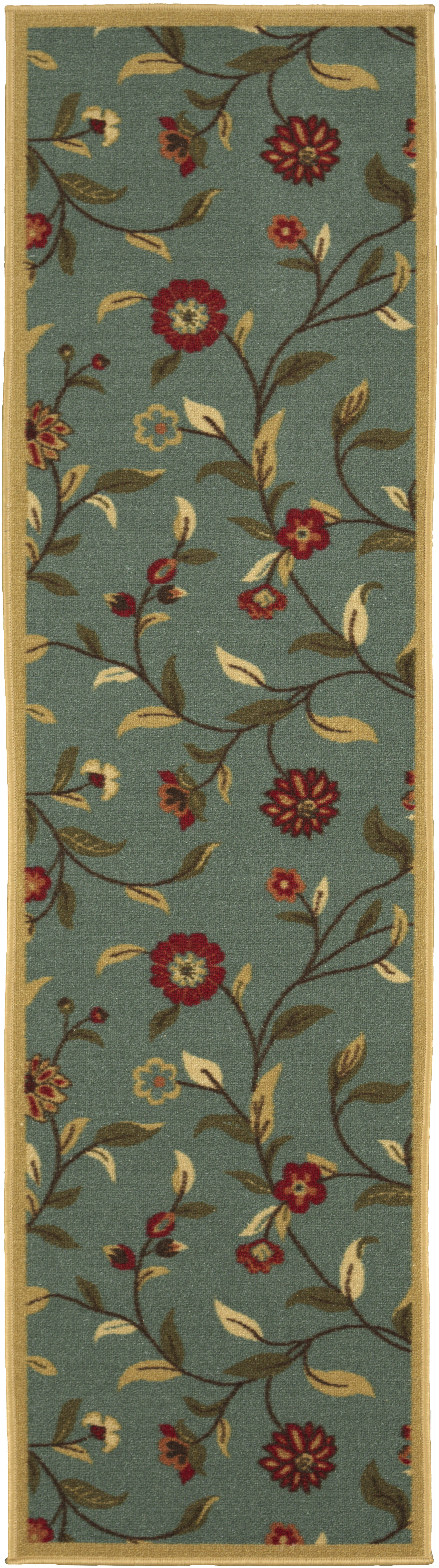 Ottohome Collection Floral Garden Design Non-Skid (Non-Slip) Rubber Backing Modern Area Rug