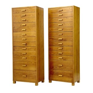 PAIR OF 1950's SWEDISH PINE TALL CHEST OF DRAWERS (c