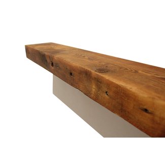 ParkCo Rustic Fireplace Floating Mantel Shelf - Rustic Reclaimed Barn Wood Wall Decor. Mounting Hardware Included (12" W x 7"D x 2.75" H)