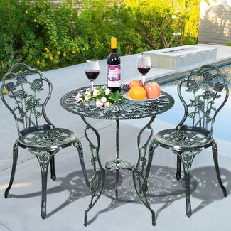 Patio Furniture Cast Aluminum Rose Design Bistro Set ...