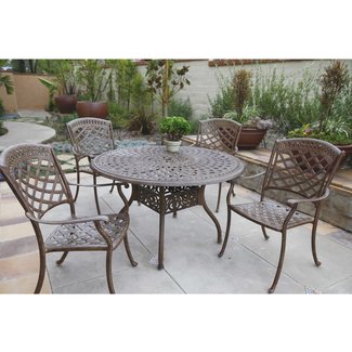 Patio Furniture Dining Set Cast Aluminum 48" Round Table ...