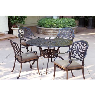Patio Furniture Dining Set Cast Aluminum 48" Round Table ...