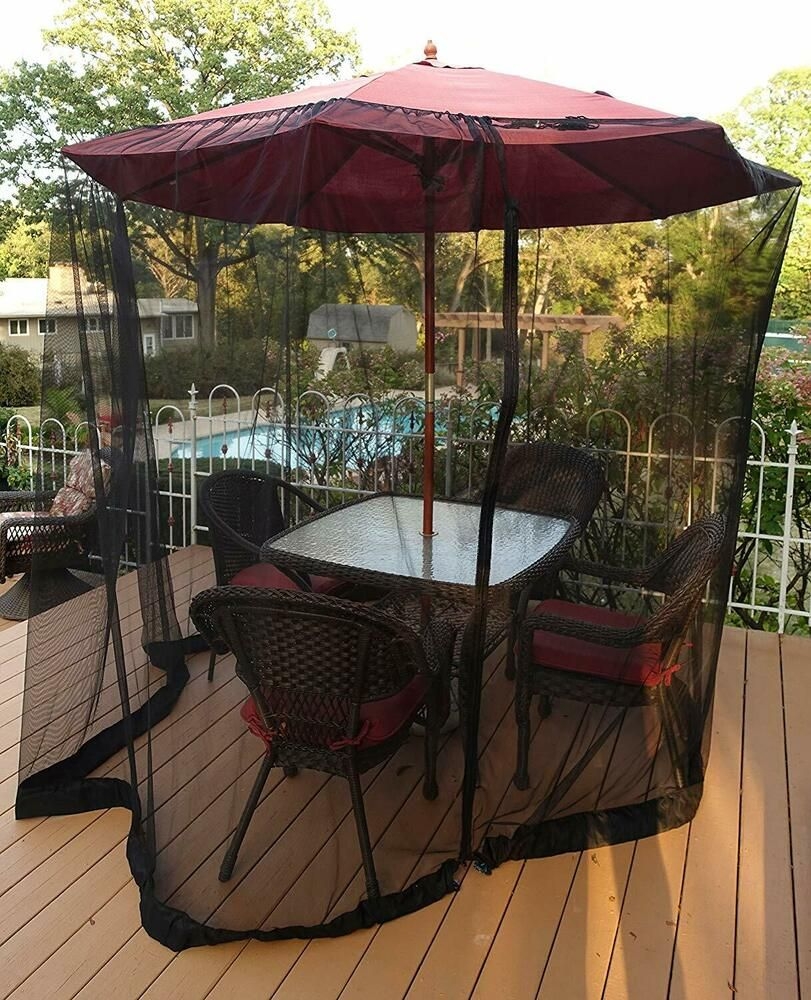 9-Foot Black Patio Garden Umbrella Table Mesh Screen Anti Bugs Insects Mosquito