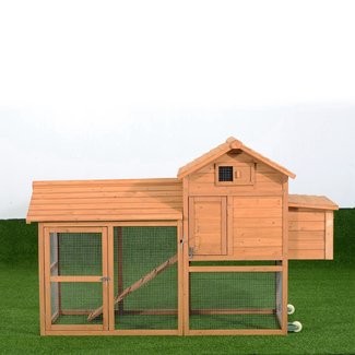 Pawhut Deluxe Portable Backyard Chicken Coop with Fenced Run and Wheels