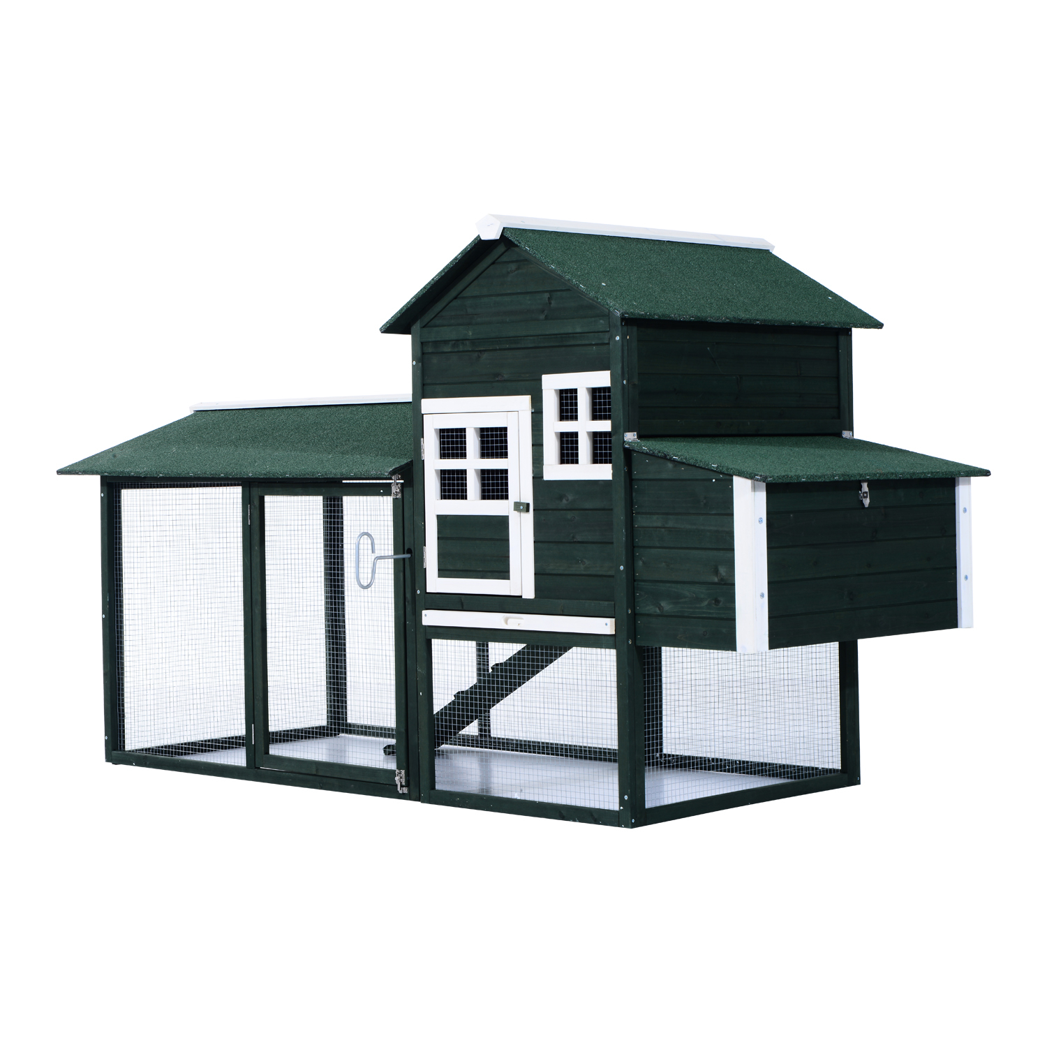 Pawhut Wooden Backyard Poultry Hen House Chicken Coop - Green