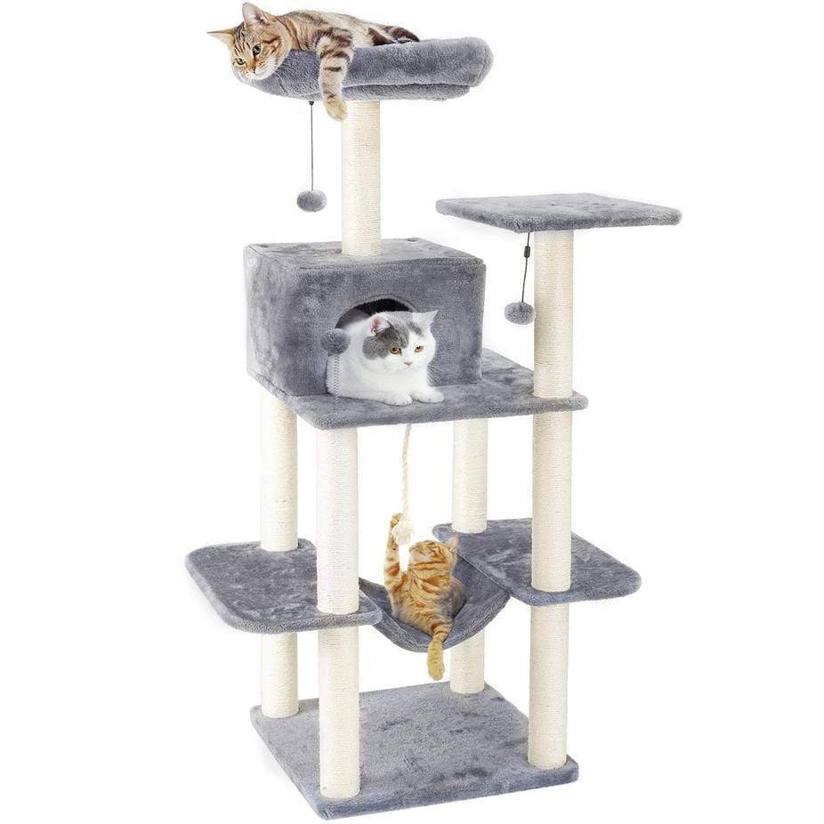 and Removable Soft Perches Fully Scratching Posts PAWZ Road 51 Inches Cat Tree Modern Cat Tower Condo Featuring 2 Super Large Condo 