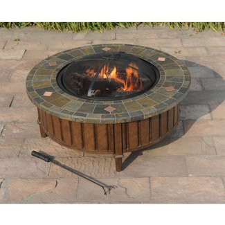 Pecan Steel Wood Burning Fire Pit Table