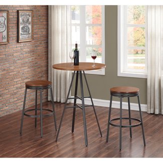 Pierce 3PC Pub Table Set with Backless Swivel Stools