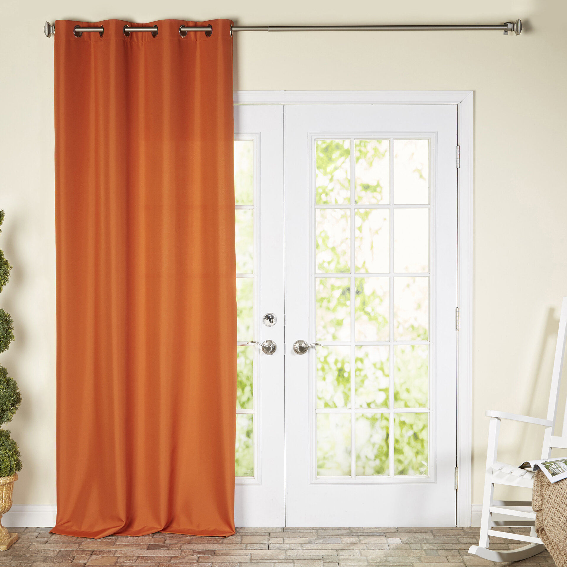 Ponce De Leon Solid Color Room Darkening Outdoor Grommet Single Curtain Panel