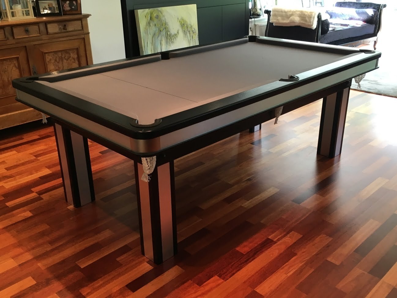Pool Dining Table with Brushed Aluminium Inserts - Snooker ...