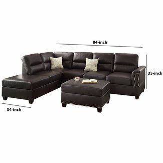 Poundex F7609 Upholstered Sofas/Sectionals/Armchairs, Espresso