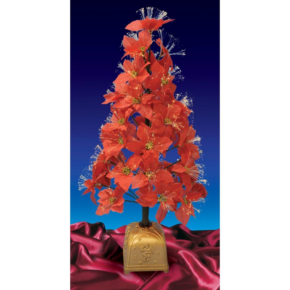 Pre-Lit Fiber Optic Color Changing 4' Red Poinsettia Artificial Christmas Tree with Multi-Colored Lights