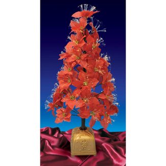 Pre-Lit Fiber Optic Color Changing 4' Red Poinsettia Artificial Christmas Tree with Multi-Colored Lights