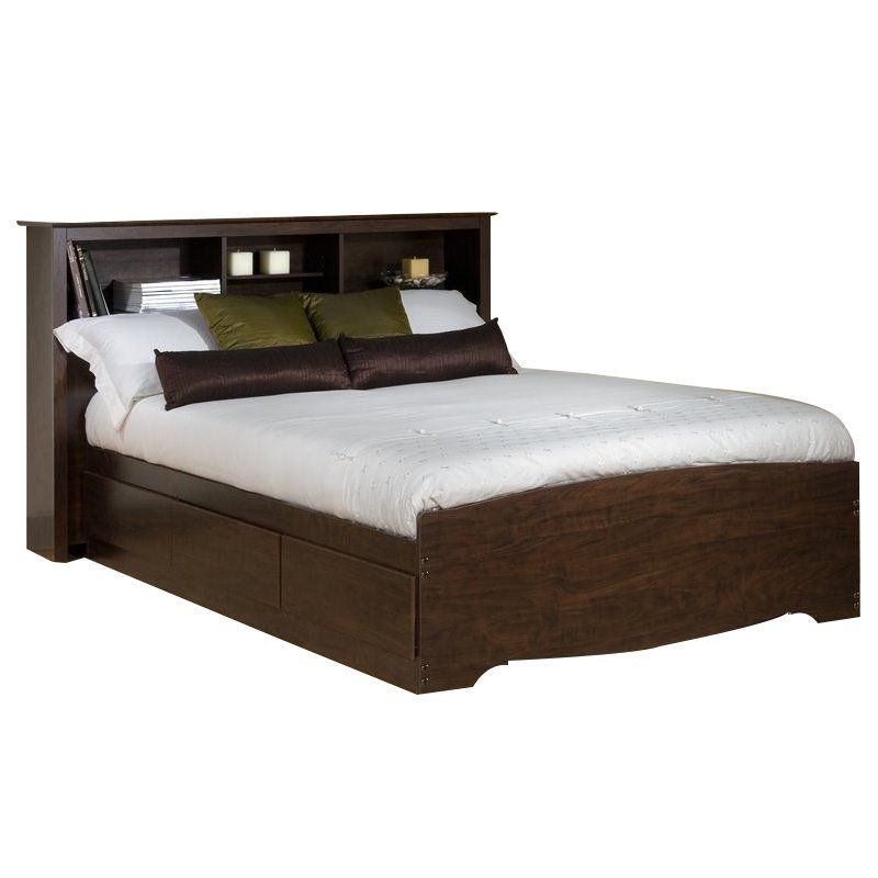 Prepac Tall Queen Captain S Platform Storage Bed With 12 Drawers Cherry