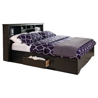 Prepac Sonoma King Bookcase Platform Storage Bed in Black