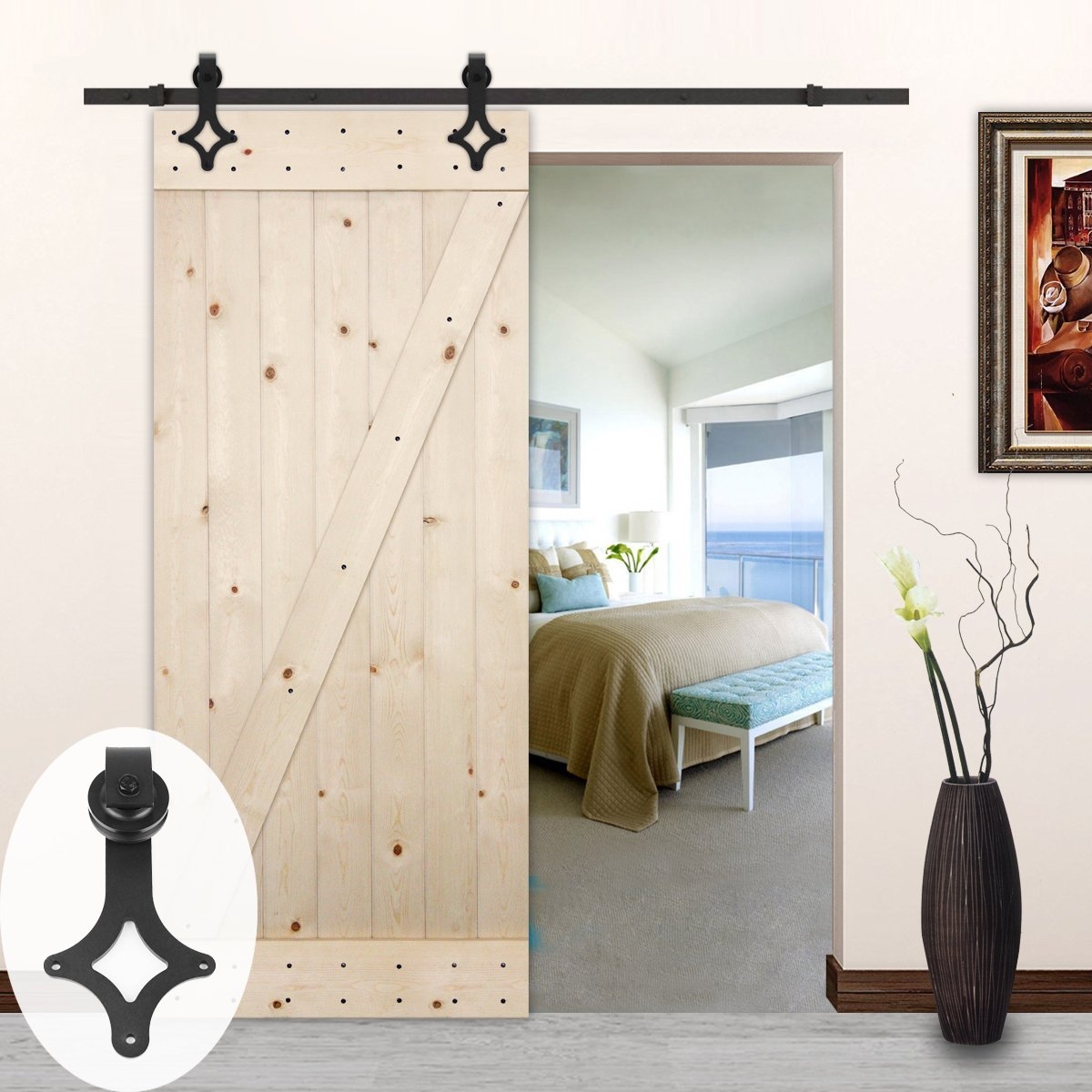 Rhombus Style Sliding Wood Track Kit Barn Door Hardware