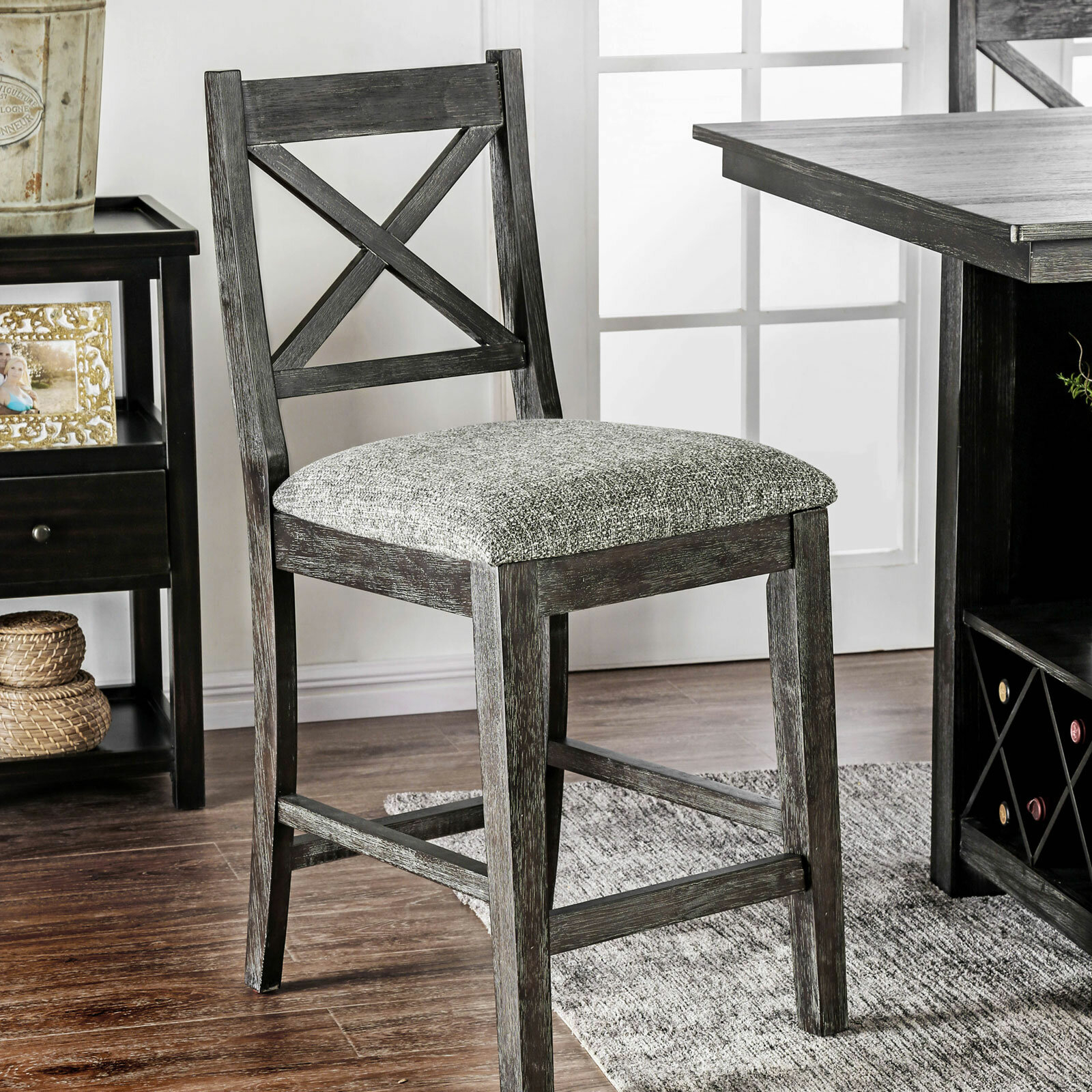 Rich Counter Height Upholstered Dining Chair (Set of 2)