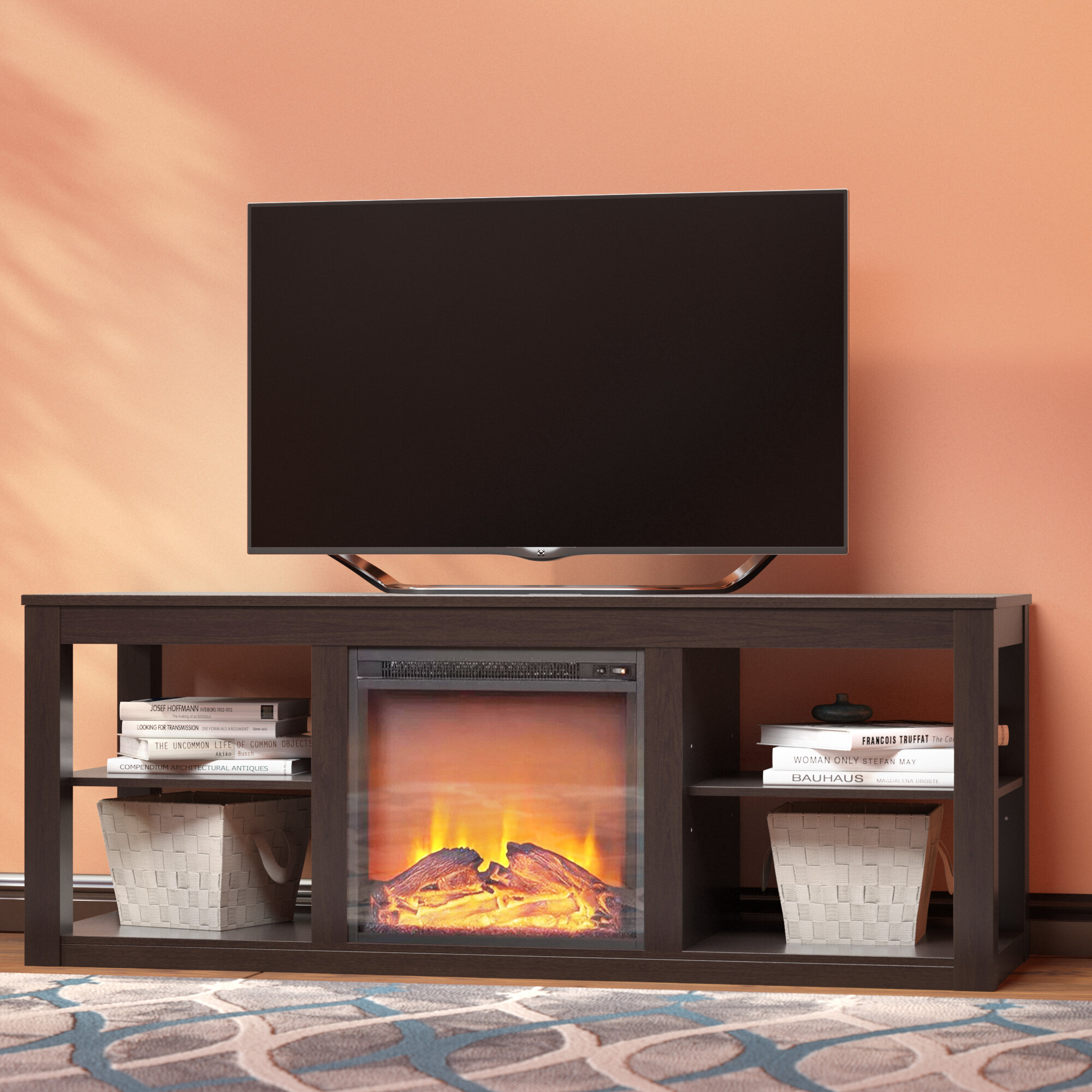 Jennings tv deals stand with fireplace