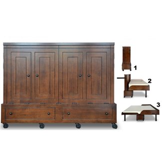 RoomAndLoft Rolling Queen Storage Murphy Bed with Mattress ...