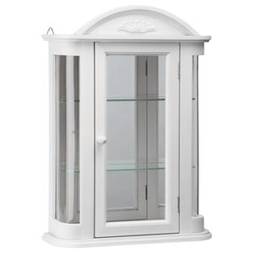 White Small Wall Mounted Curio Cabinet//Wall Display Case with Glass Door