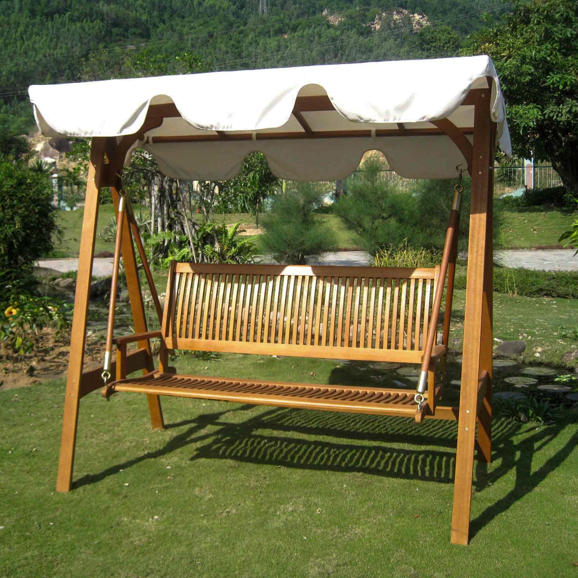 Free Standing Porch Swing Visualhunt, Wooden Lawn Swings With Canopy