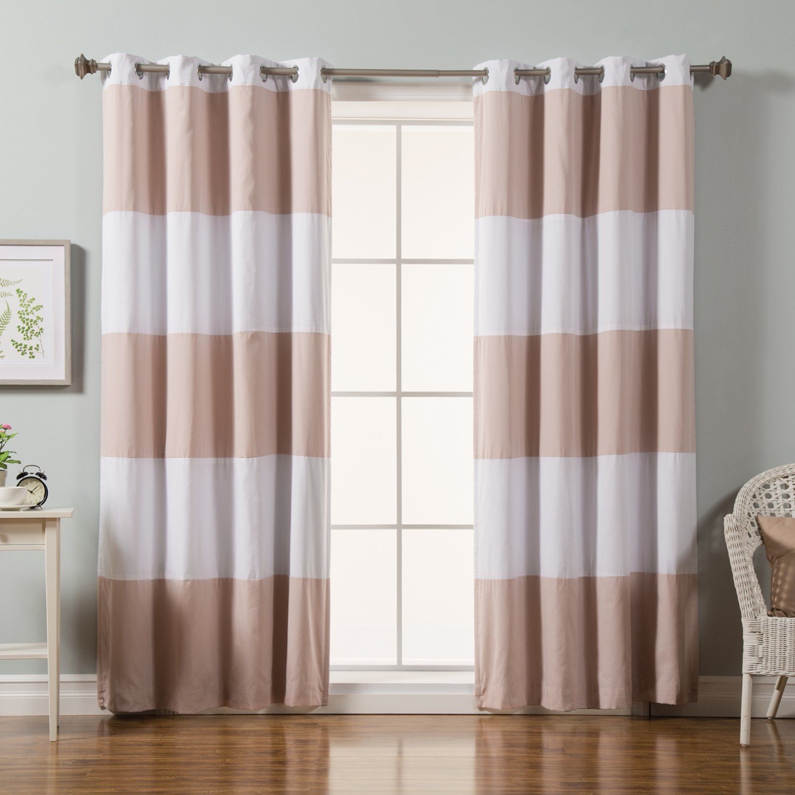 Sammy Striped Blackout Thermal Grommet Curtain Panels (Set of 2)