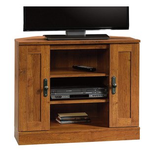 Sauder 404962 Harvest Mill Corner Entertainment Stand, For TV's up to 37", Abbey Oak finish