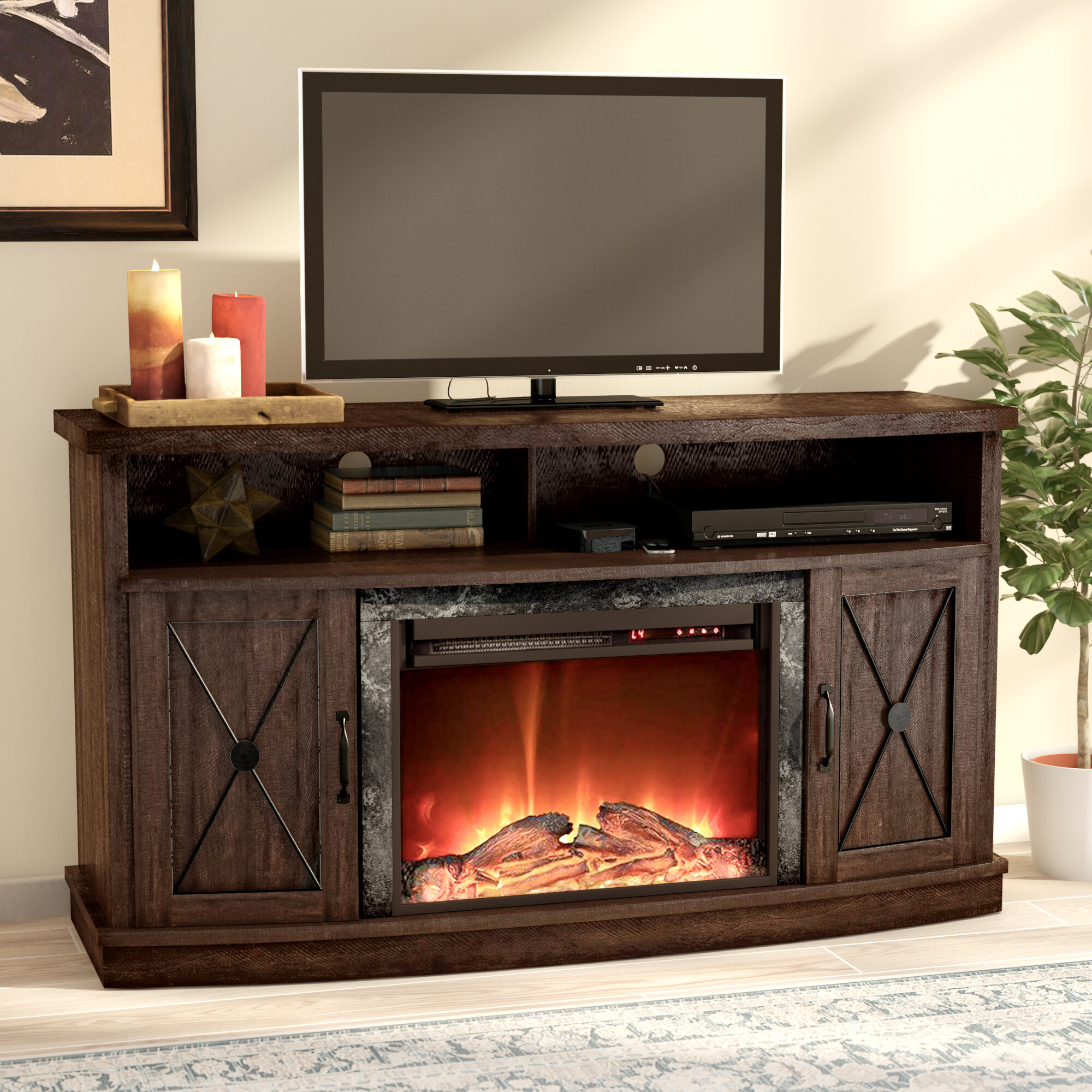 Schuyler TV Stand for TVs up to 60" with Electric Fireplace