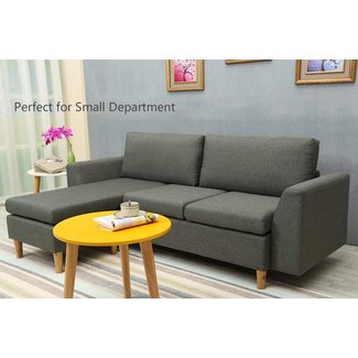 Sectional Sofa, L-Shape Sectional Couch with Reversible Chaise, Couches and Sofas with Modern Linen Fabric for Small Space (Grey)