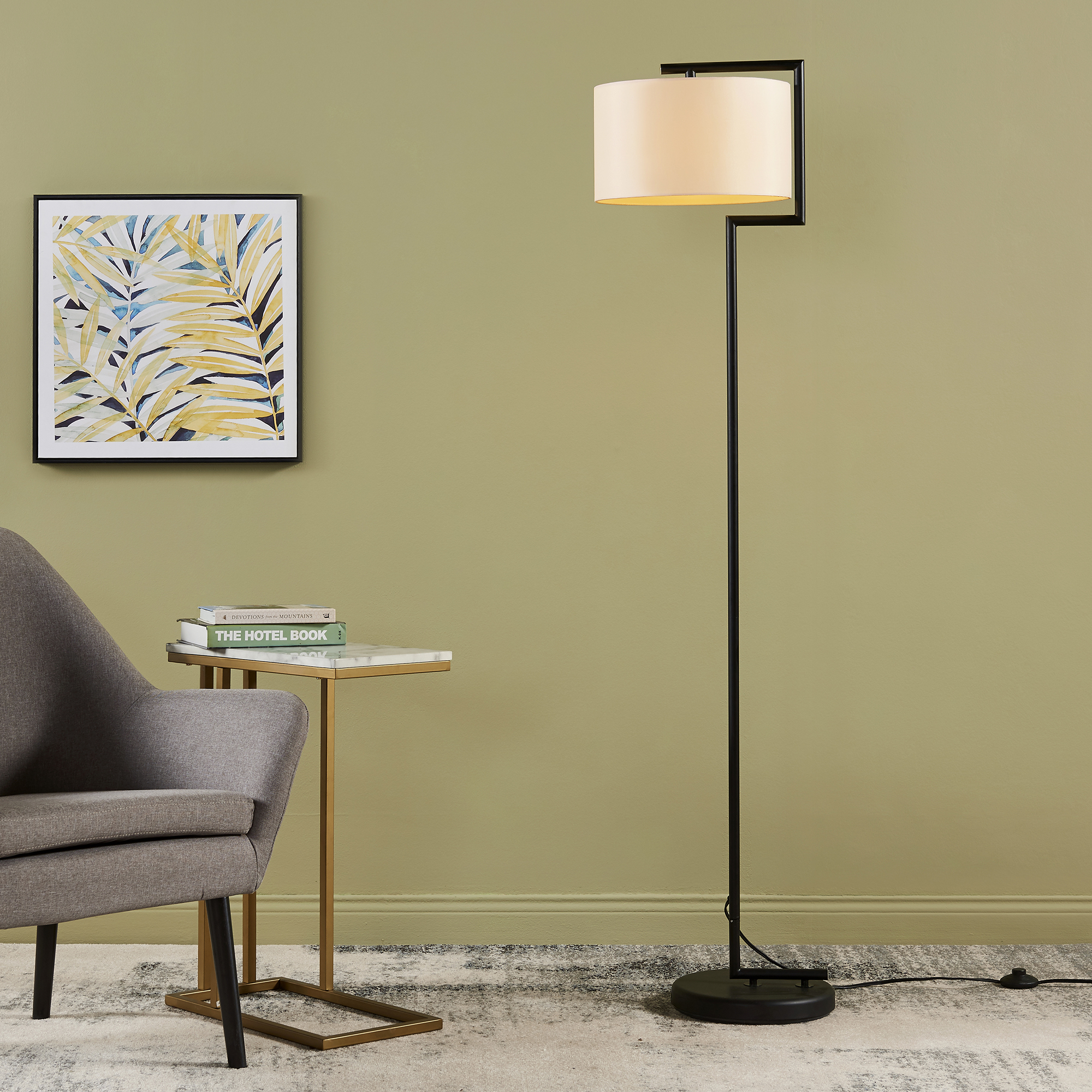 Oil Rubbed Bronze Bedroom Office Hykolity Traditional Swing Arm Floor Lamp Classic Lamp with Extending Arm Family Room Tall Floor Lamp for Living Room Soft Oatmeal Lamp Shade 