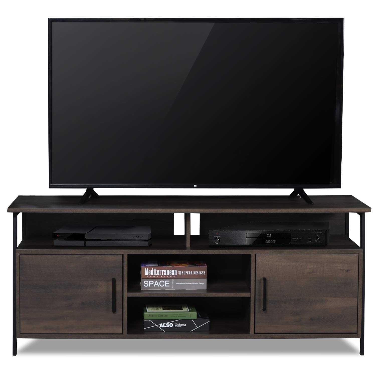 TV STAND Media Center CONSOLE 50 Entertainment Storage Home Theater Wood Cabinet 