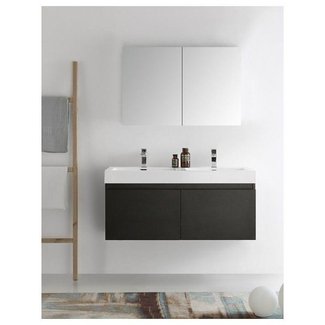 Senza 48" Mezzo Double Wall Mounted Modern Bathroom Vanity Set with Mirror