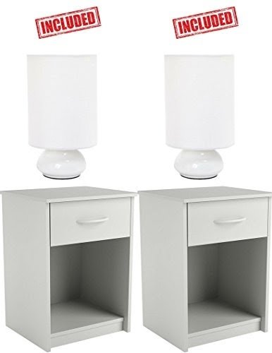 Set of 2 Nightstand End Tables Pair Bedroom Table ...