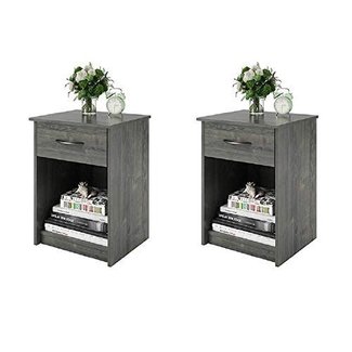 Set of 2 Nightstand MDF End Tables Pair Bedroom Table