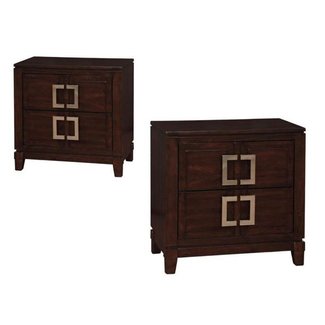 (Set of 2) Transitional Nightstand in Brown Cherry ...