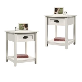 (Set of 2) Transitional Nightstand in Soft White -