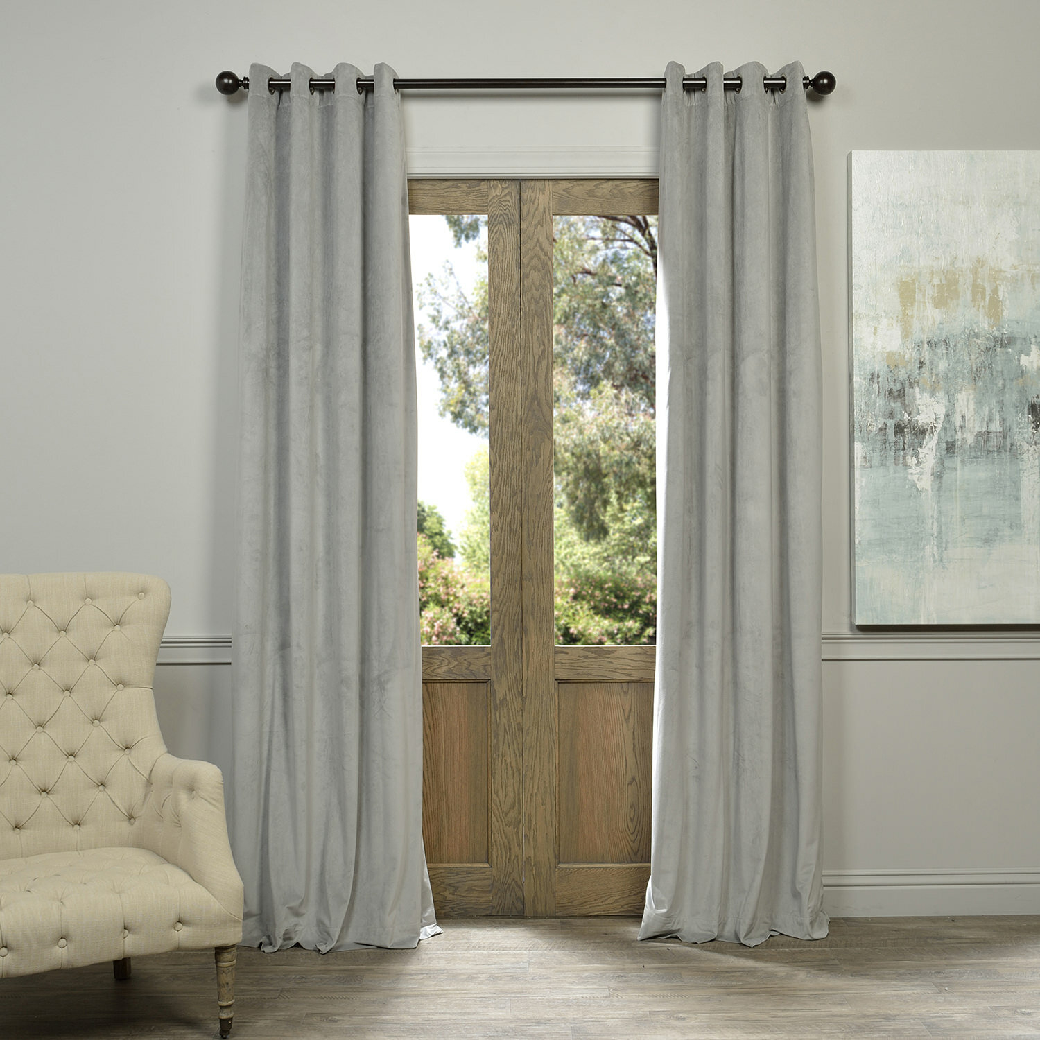 Sharpe Solid Velvet Blackout Grommet Single Curtain Panel