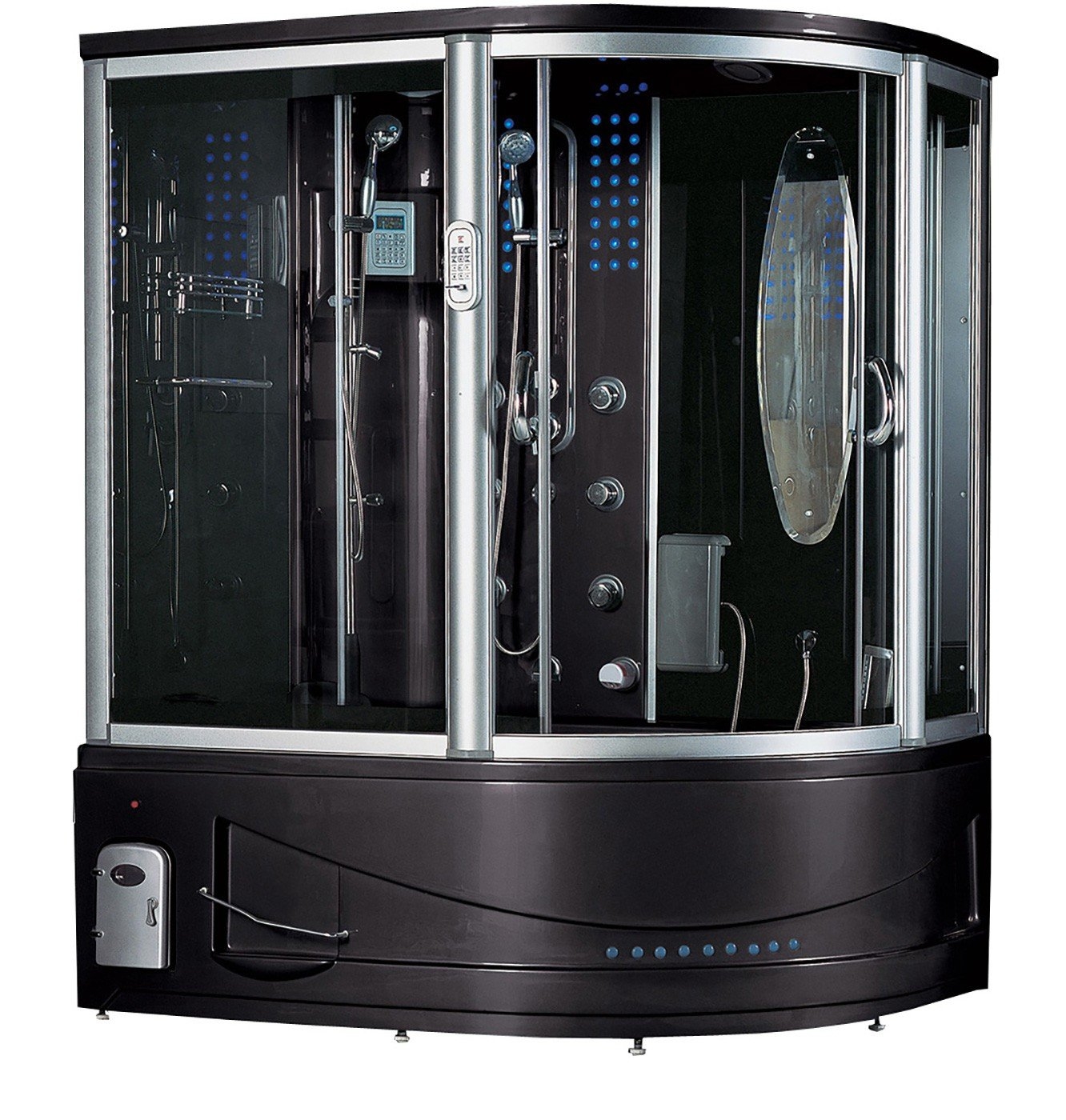 Siena-Left 51" x 88" Round Sliding Steam Shower with Base Included