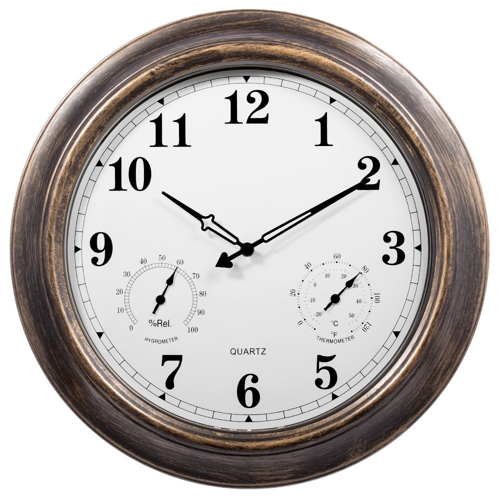 16 Inch Large Outdoor Wall Clock Waterproof Vintage Non-ticking for sale online 