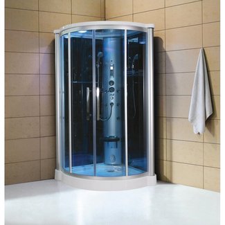 Sliding Door Steam Shower Enclosure Unit Glass Color: Blue